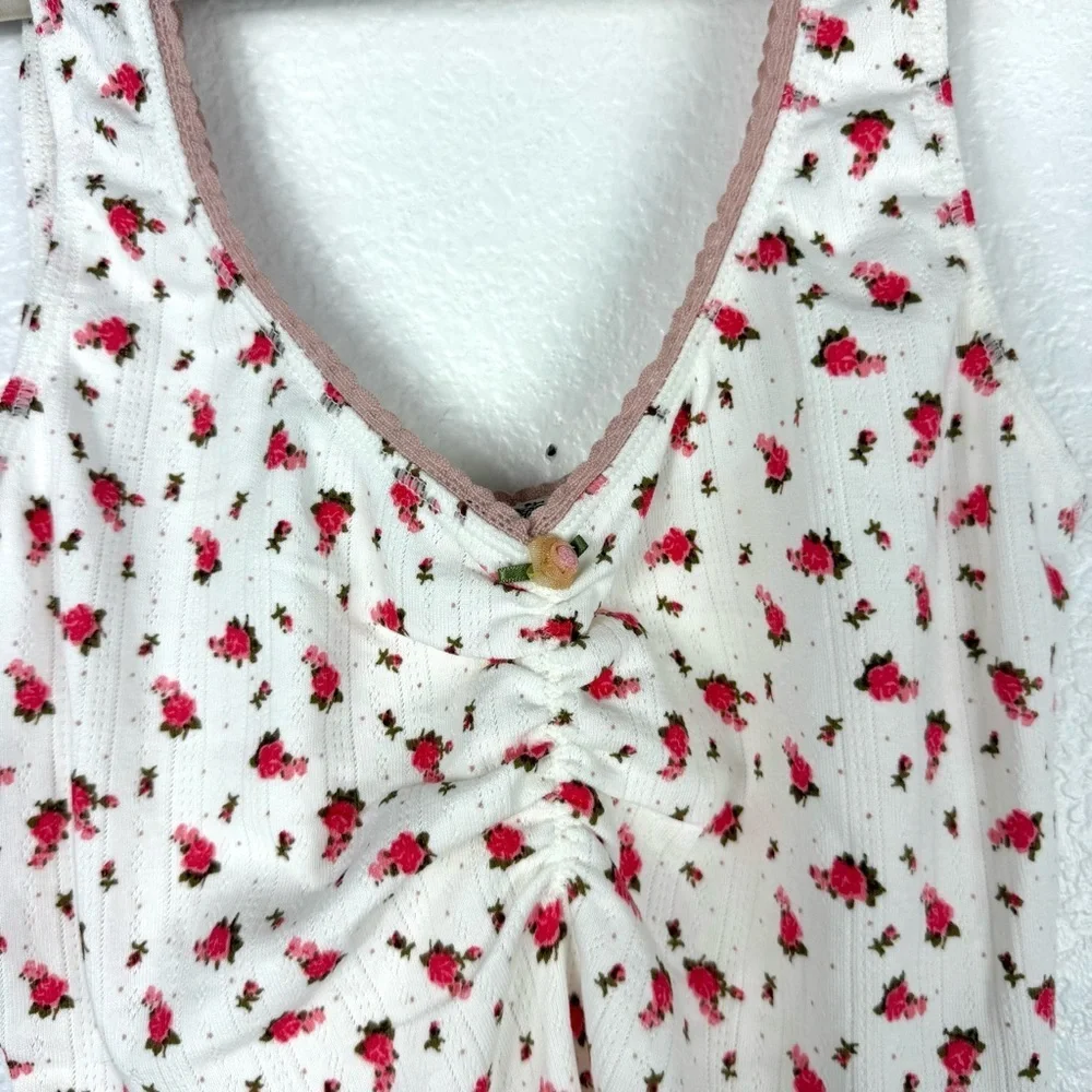 Free People intimately Pink and White Floral crop Top size XS